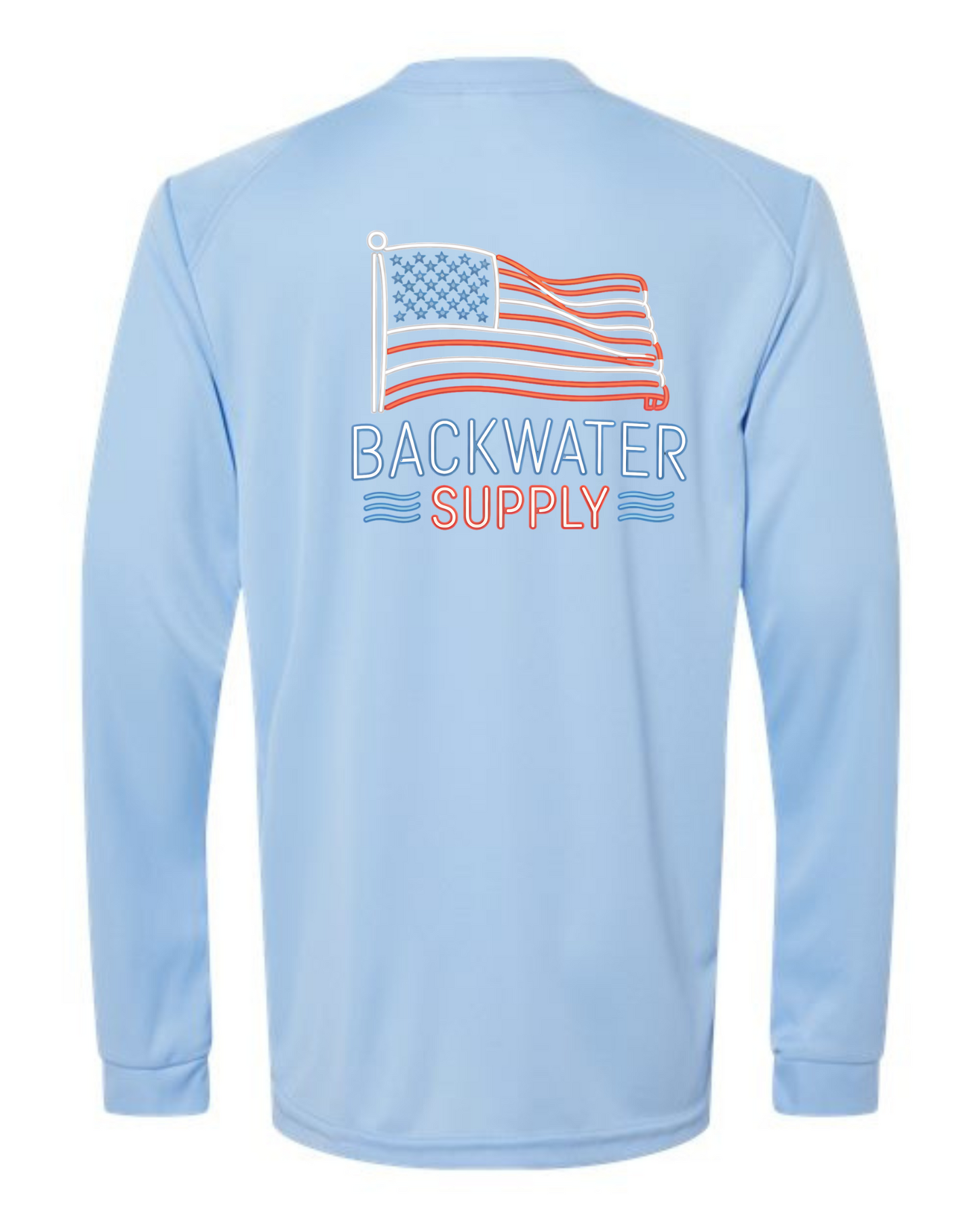 Youth Backwater Supply Performance Shirt - Neon Flag Design