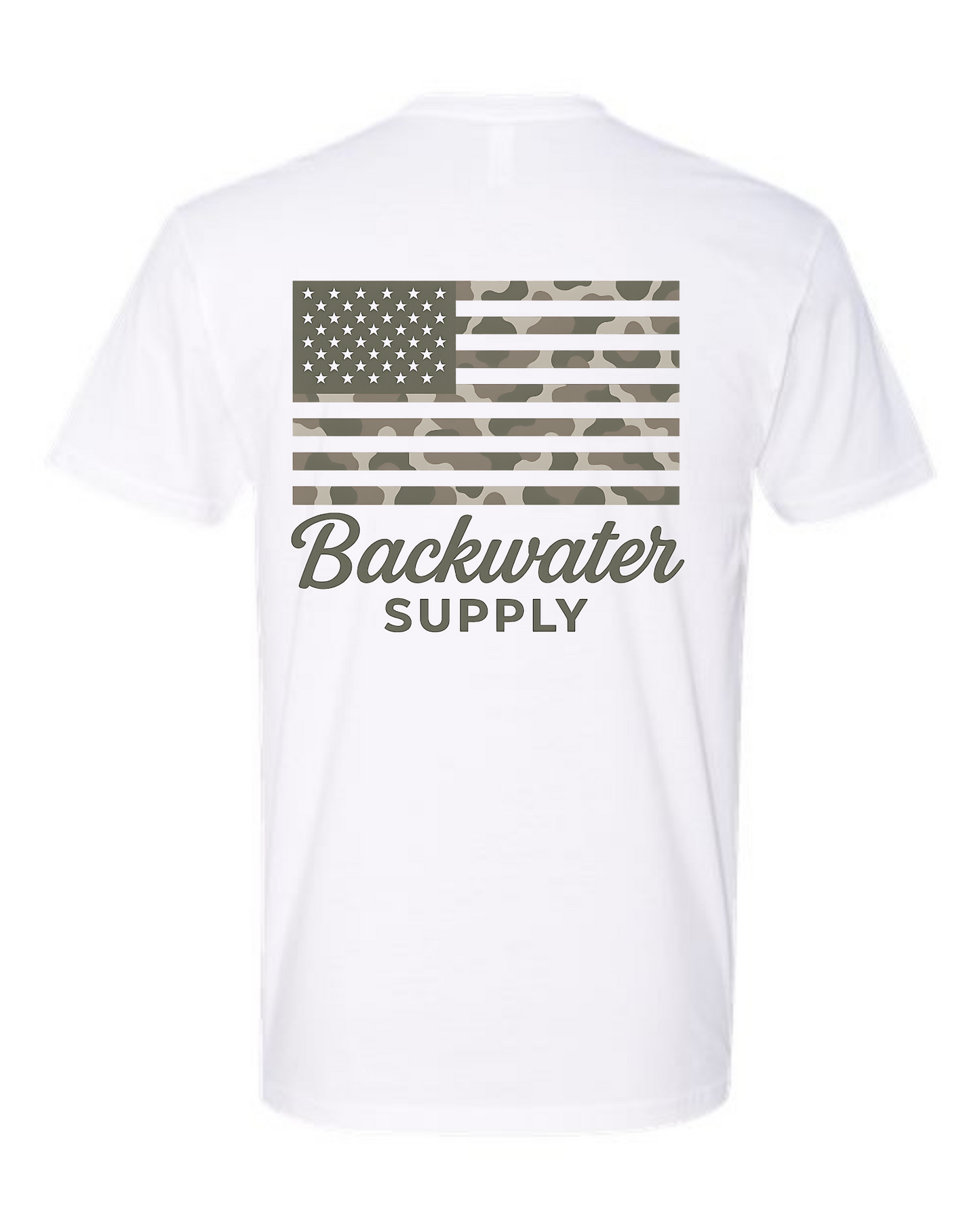 Backwater Supply – Camo American Flag Tee
