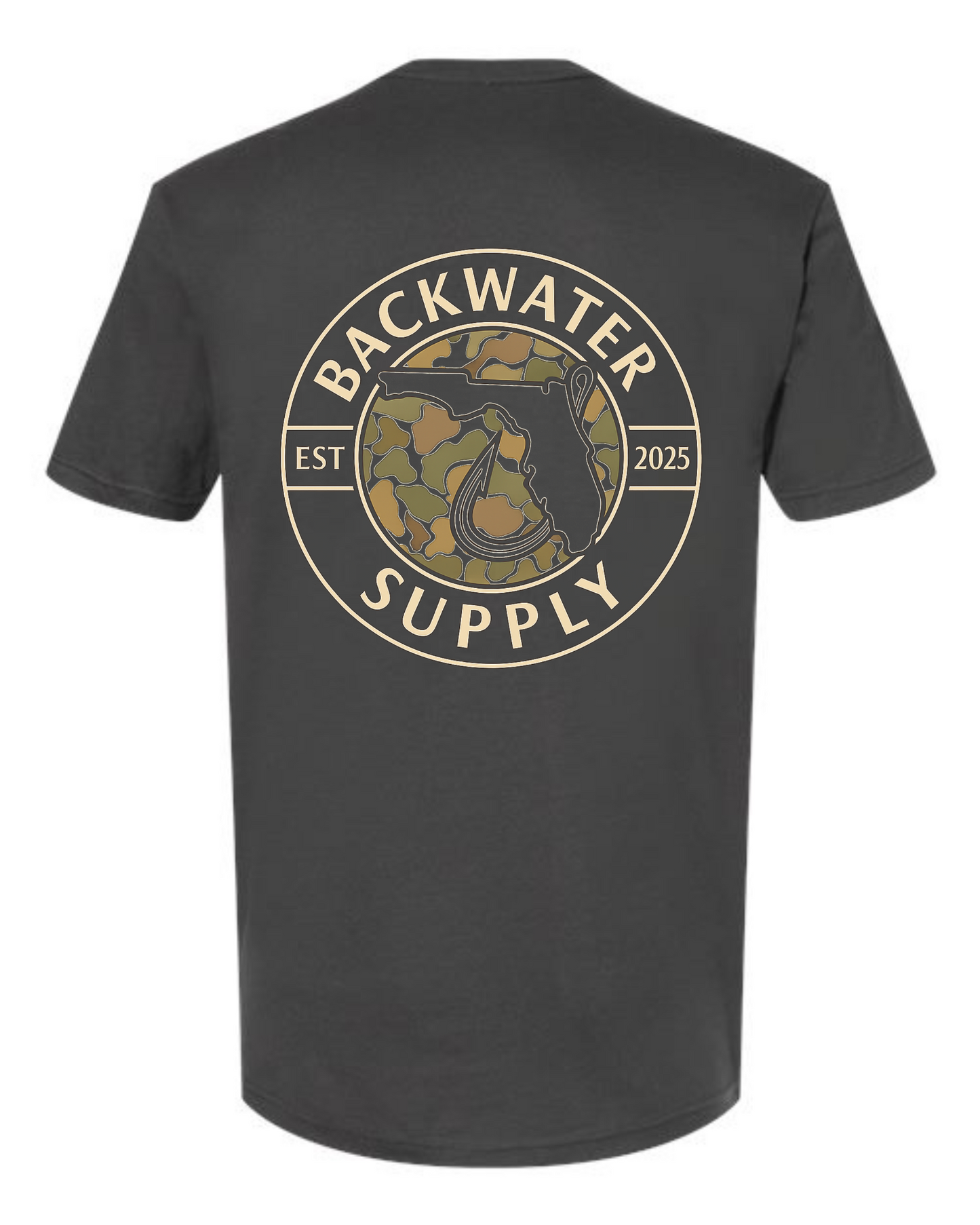 Youth Backwater Supply – Camo Florida Seal Tee