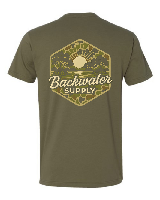 Youth Backwater Supply – Camo Mangrove Sunset Tee