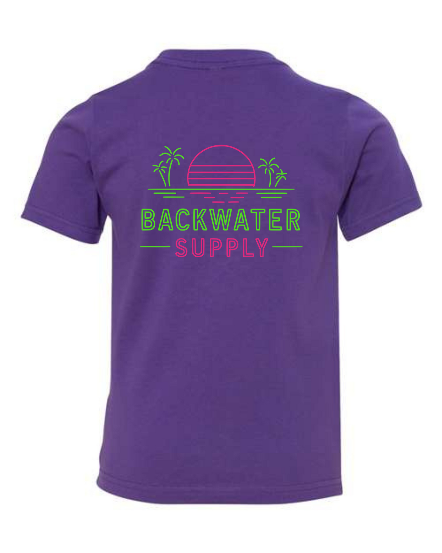 Youth Backwater Supply – Neon Coastal Sunset Palm Tee