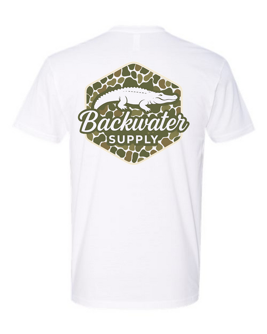 Youth Backwater Supply – Camo Alligator Tee