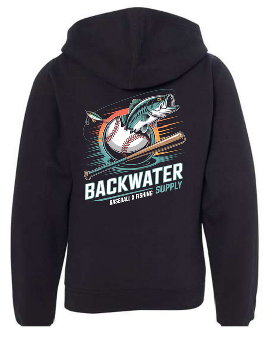 Youth Backwater Supply – Midweight Hoodie (Baseball x Fishing)