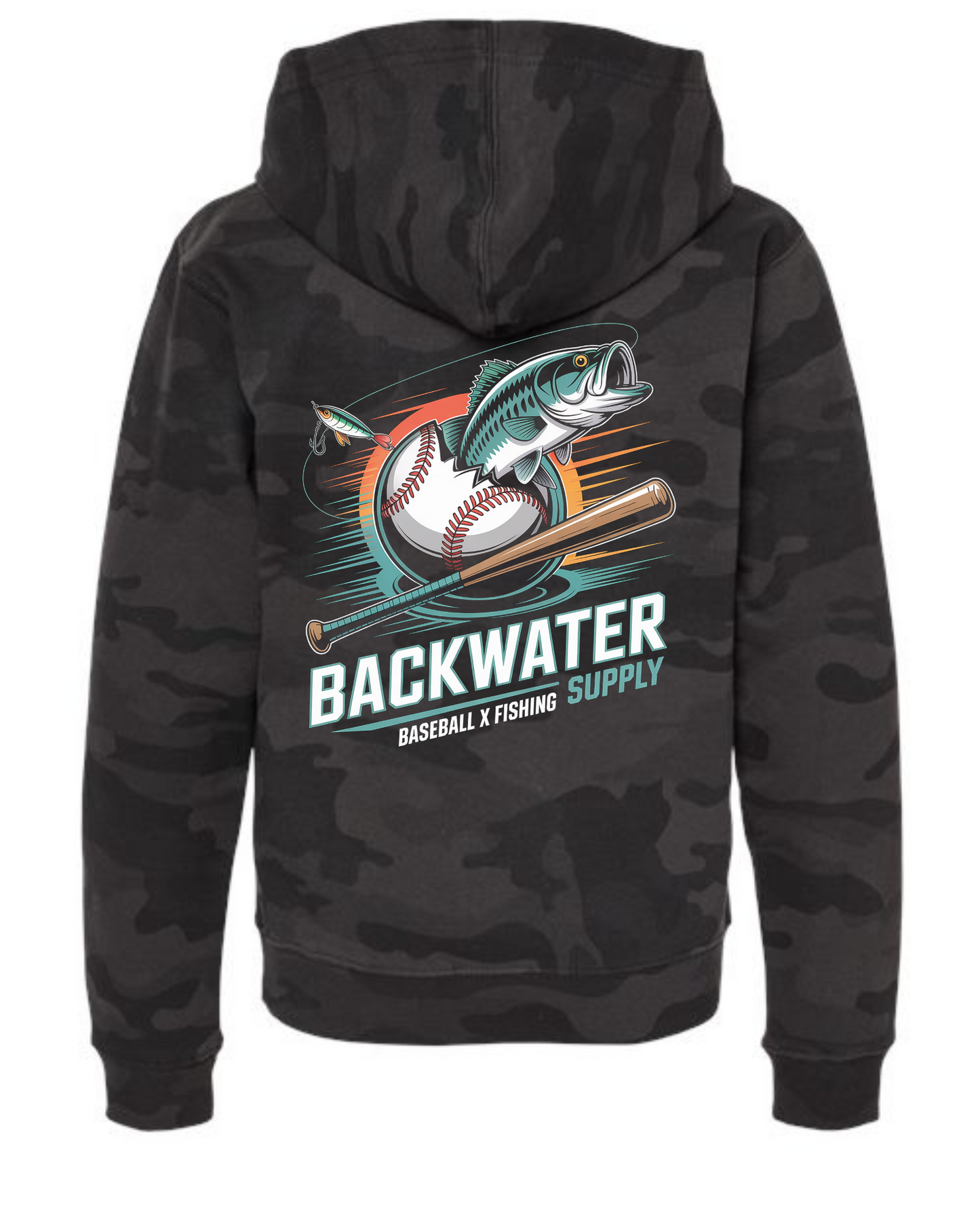 Youth Backwater Supply – Midweight Hoodie (Baseball x Fishing)