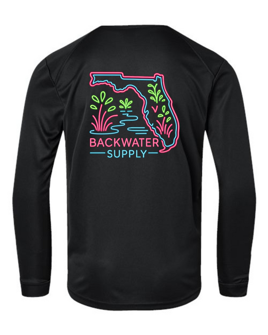 Youth Backwater Supply Performance Shirt - Florida Neon Design