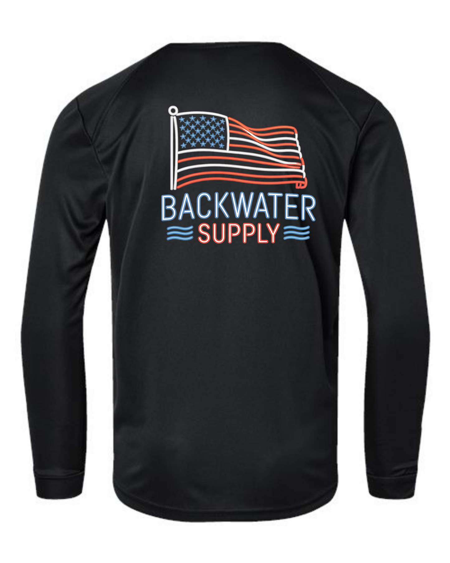 Youth Backwater Supply Performance Shirt - Neon Flag Design