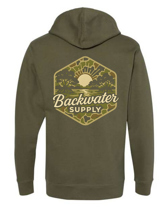 Backwater Supply – Camo Mangrove Midweight Hoodie