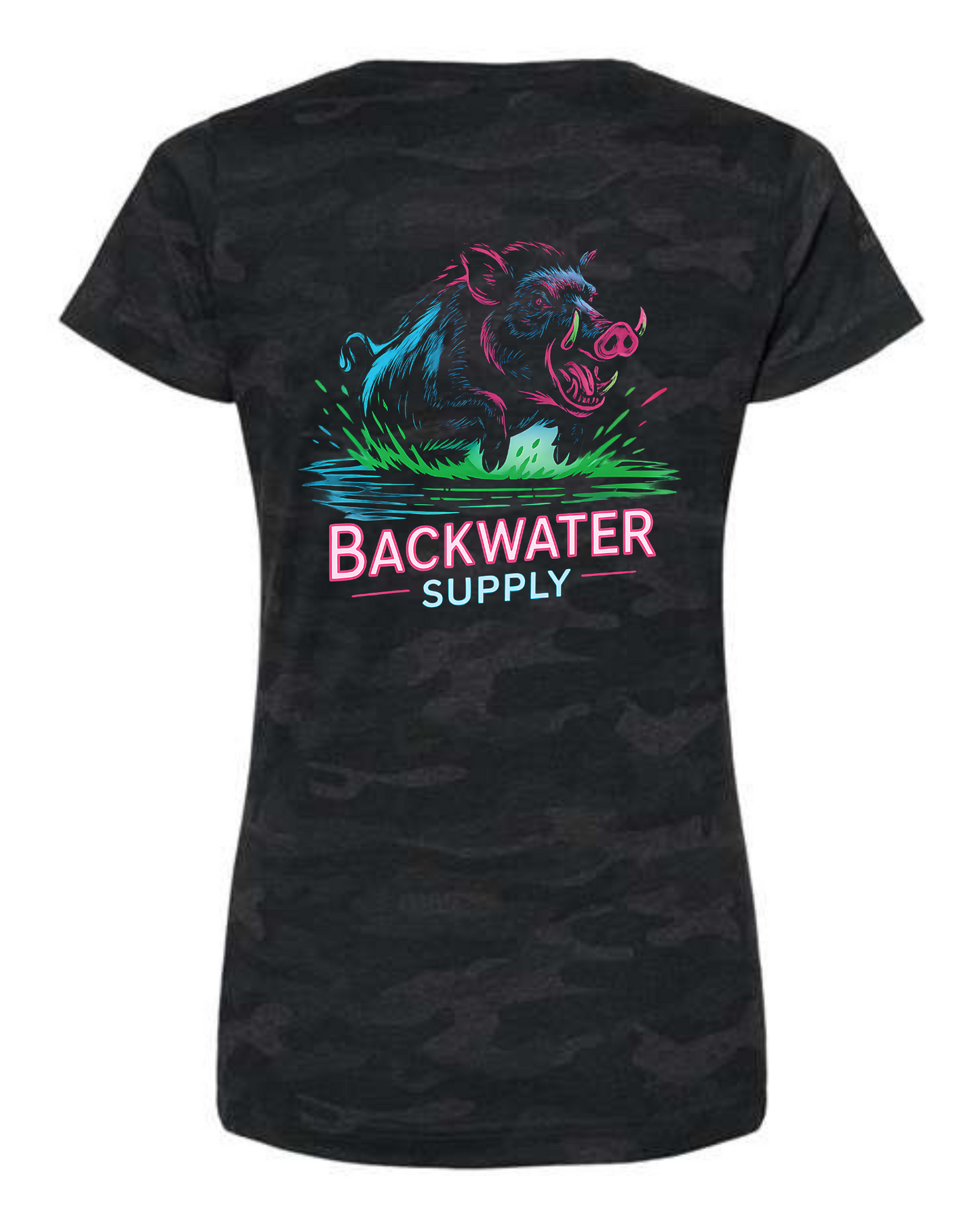 Women’s Backwater Supply – Neon Hog Tee