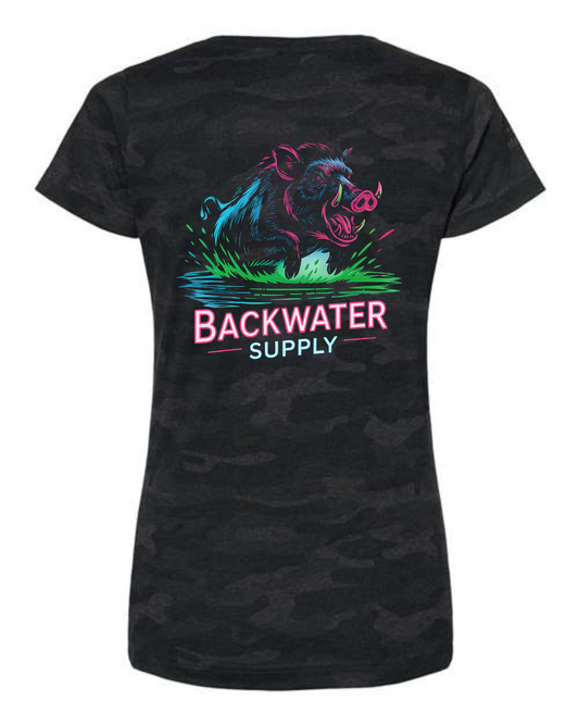 Women’s Backwater Supply – Neon Hog Tee