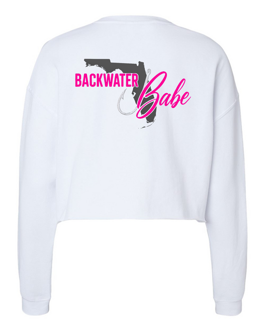 Women’s Lightweight Crop Crewneck Sweatshirt-Backwater Babe