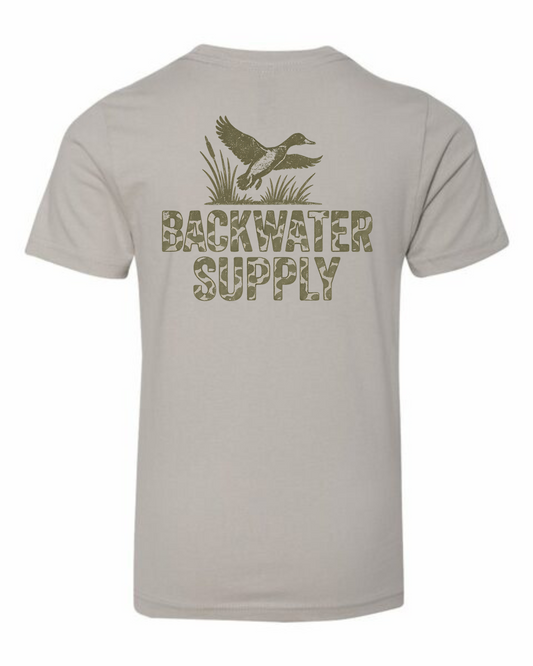 Youth Backwater Supply – Duck Camo Logo Tee