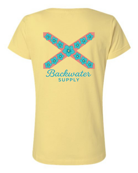 Women’s Floral Flag Tee – Backwater Supply
