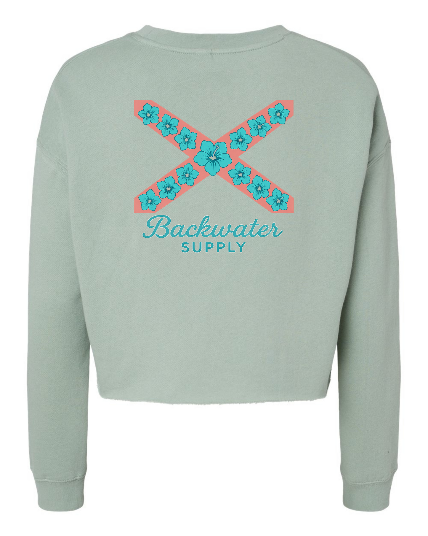 Women’s Lightweight Crop Crewneck Sweatshirt- Floral Flag