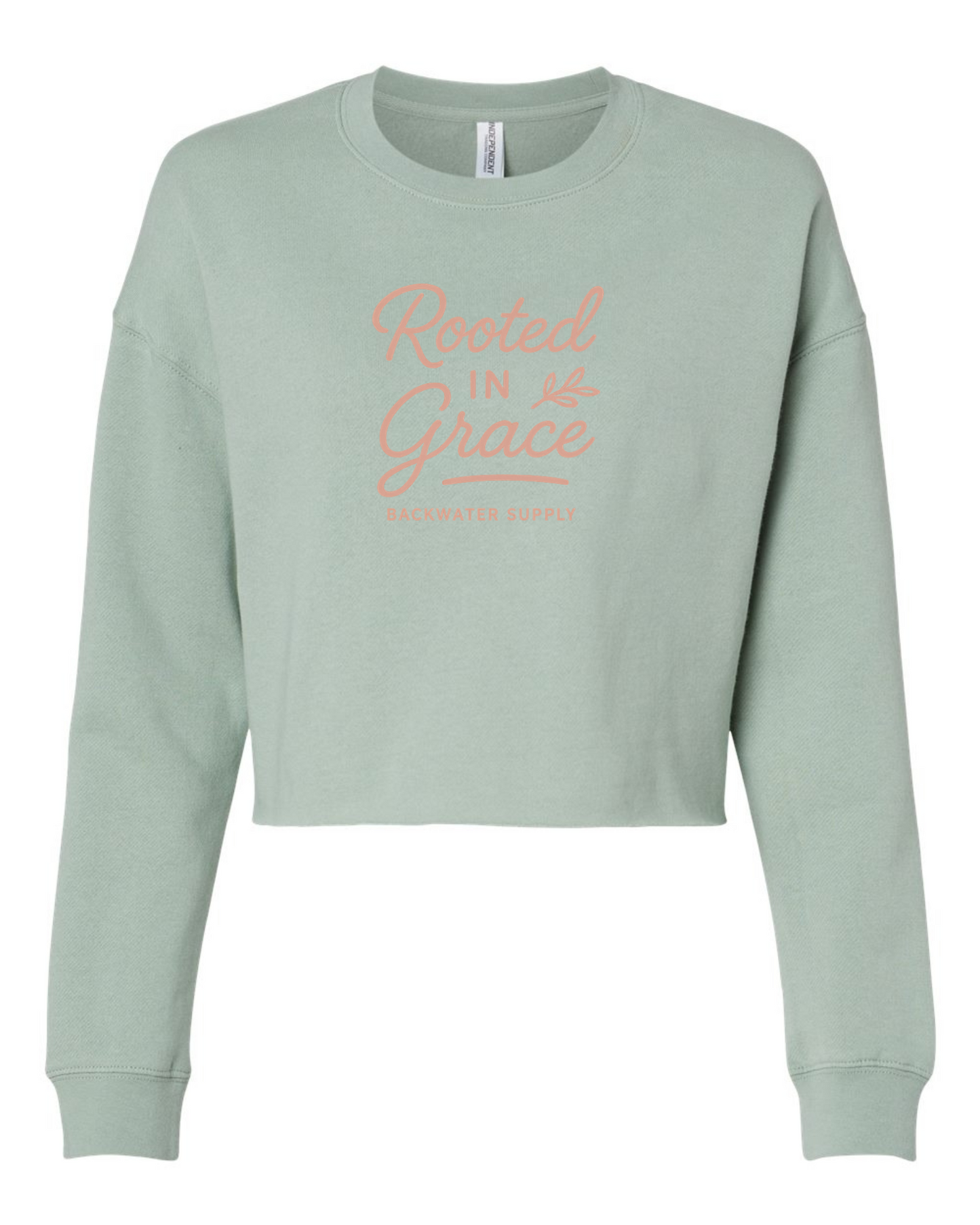 Women’s Lightweight Crop Crewneck Sweatshirt- Rooted In Grace - Faith Collection
