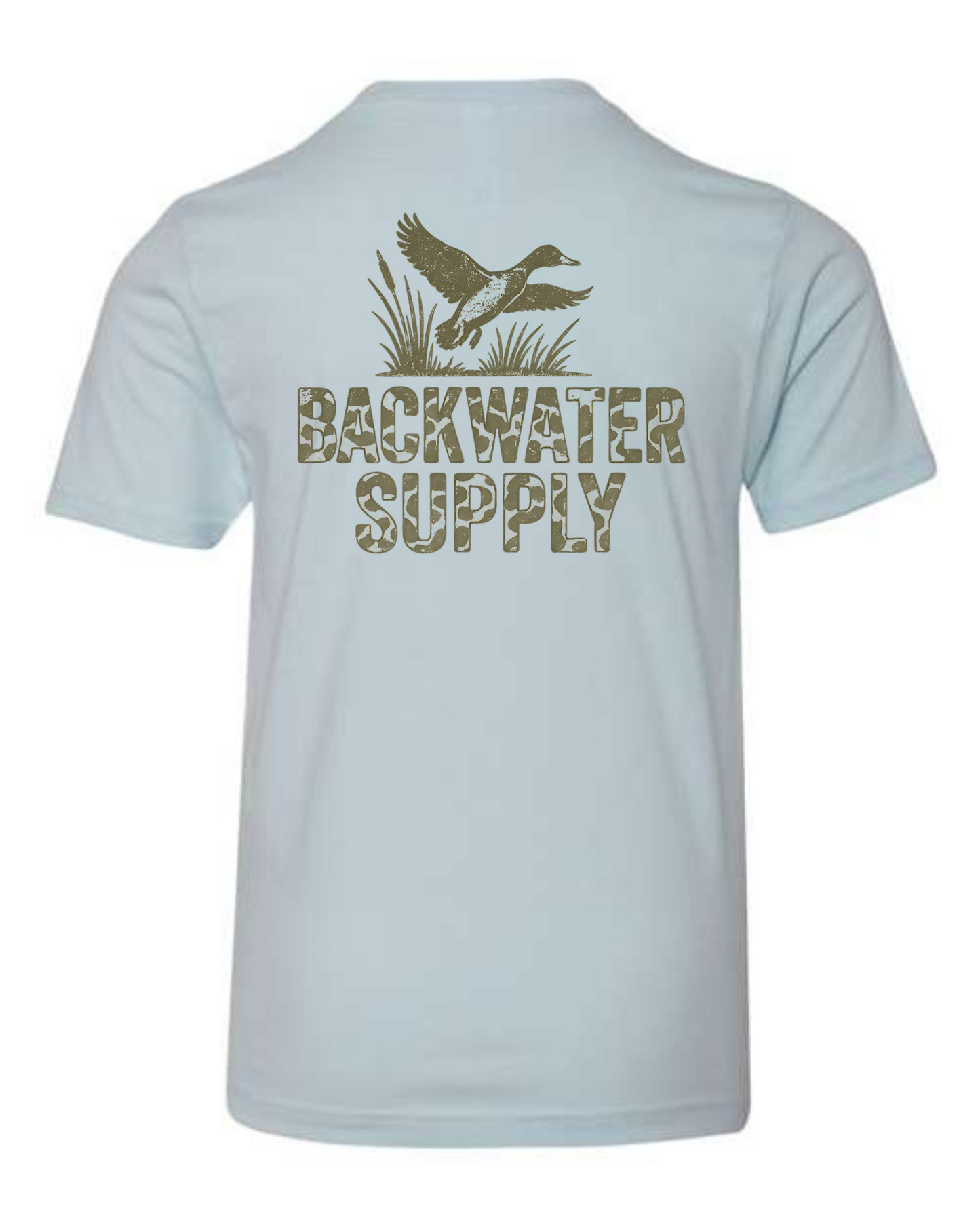 Youth Backwater Supply – Duck Camo Logo Tee