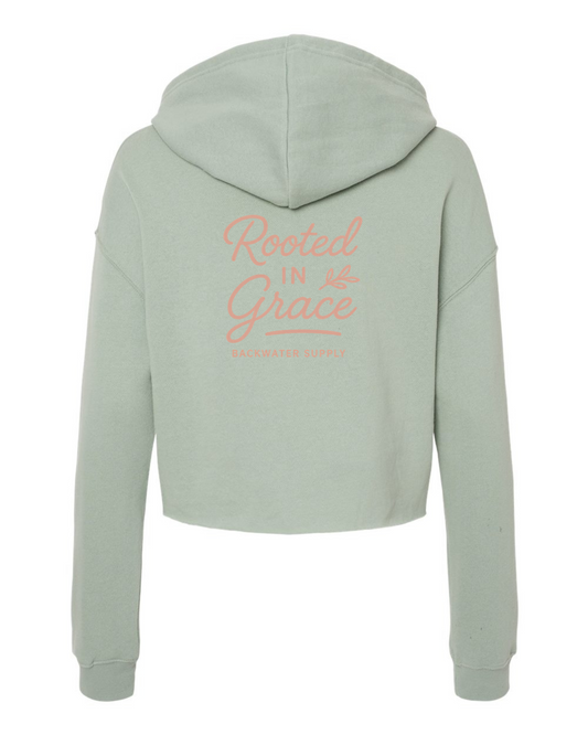 Women's Rooted in Grace  Crop Hoodie - Faith Collection
