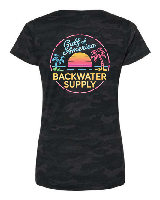 Women’s Backwater Supply – Gulf of America Neon Sunset Tee