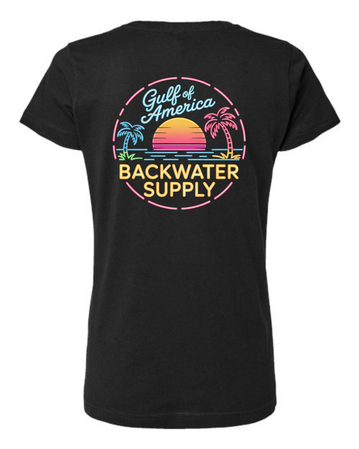 Women’s Backwater Supply – Gulf of America Neon Sunset Tee