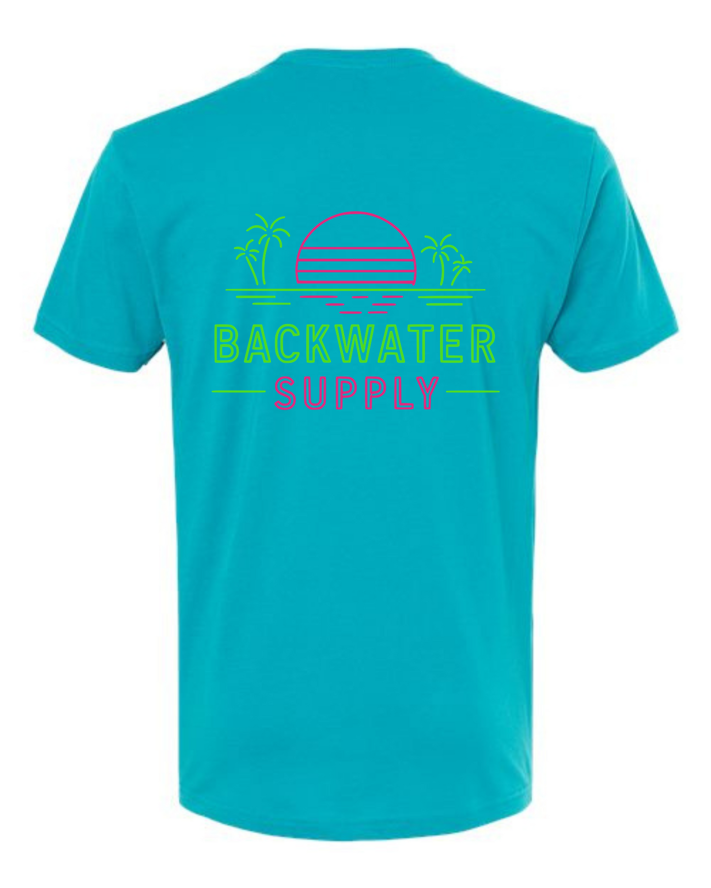 Backwater Supply – Neon Coastal Sunset Palm Tee