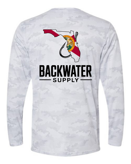 Backwater Supply – Pompano Performance Camo Long Sleeve T-Shirt