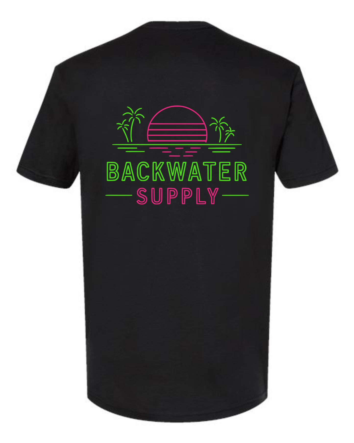 Backwater Supply – Neon Coastal Sunset Palm Tee