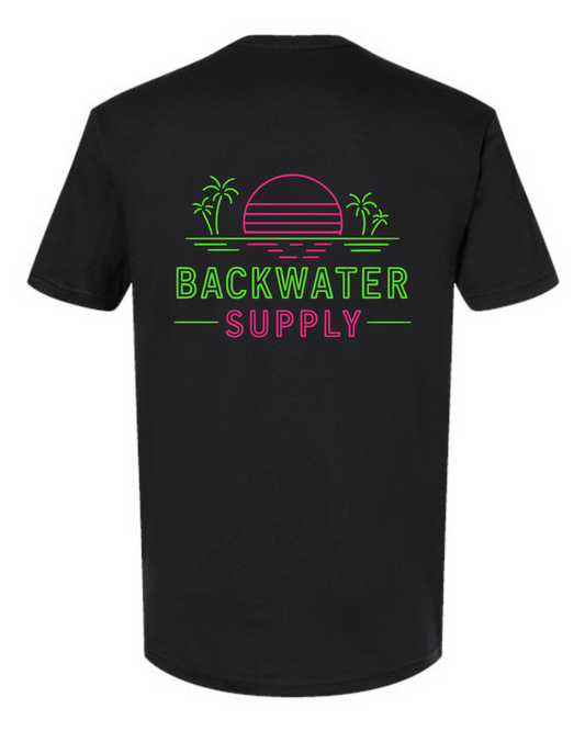 Youth Backwater Supply – Neon Coastal Sunset Palm Tee