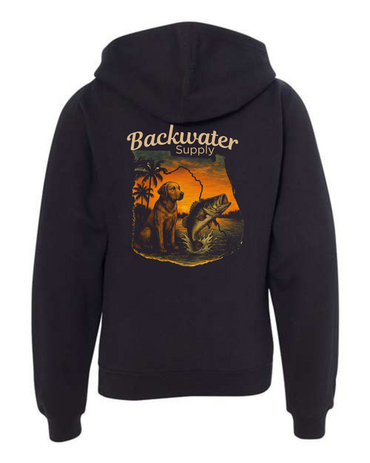 Youth Backwater Supply – Midweight Hoodie (Florida Dog &  Bass)