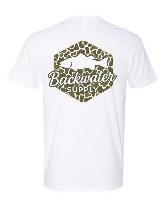 Youth Backwater Supply – Camo Fish Tee