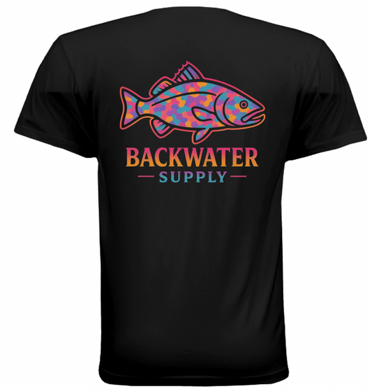 Backwater Supply – Retro Neon Redfish Tee